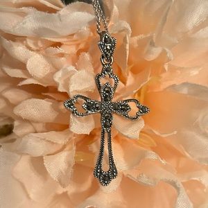 Marcasite Cross Set in Sterling Silver and on a Sterling Silver Chain
